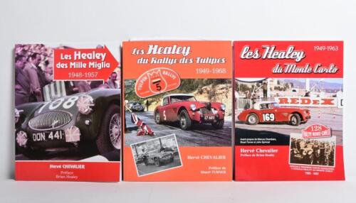 AUSTIN HEALEY: Three softcover books by Herve CHEVALIER. 'les healey du Monte Carlo' (949-1963), Tome 4, 'Les Healey du Rallye des Tulipes' (1949-1968), Tome 5 & 'Les Healey des Mille Miglia' (1948-1957), Tome 6