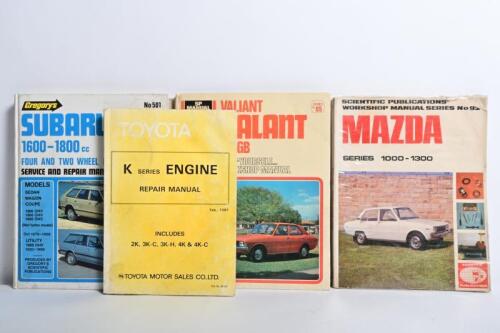 JAPANESE CARS: A group of four Service/Workshop Manuals. 1981 Toyota K Series ENGINE Repair Manual & Mazda, Subaru Service/Workshop Manuals