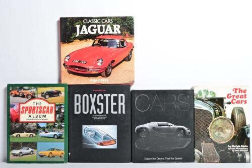 SPORTS CARS: A group of five hardcover books detailing sports cars. 'PORSCHE BOXSTER' by Clauspeter Becker, Jurgen Lewandowski, Herbert Volker
