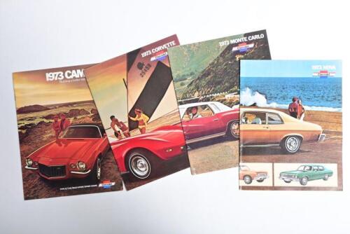 1973 CHEVROLET: Four colour Chevrolet sales brochures from 1973. Corvette, Camaro, Monte Carlo, Nova sales brochures