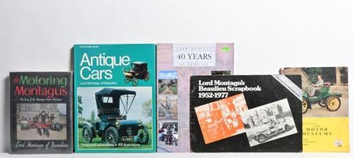 MONTAGU: Five publications related to Lord Montagu. 1963 'Pictorial Guide TO THE MOTOR MUSEUMS AT BEAULIEU BRIGHTON and MEASHAM' signed by Lord Montagu