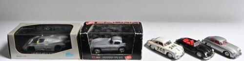 EUROPEAN DIECAST: Five German 1:43 scale models by various model manufacturers. BRUMM 1955 Mercedes 300 SLR COUPE (R187) & SAUBER MERCEDES C9 by Models MAX models