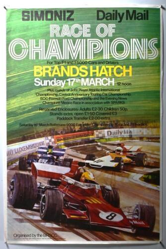 RACE OF CHAMPIONS: A 'RACE OF CHAMPIONS - BRANDS HATCH, Sunday 17th MARCH (For Top F1 and F5000 Cars and Drivers) promotional poster