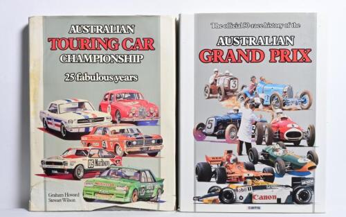 AUSTRALIAN RACING: Two hardcover books featuring Australian motor sport. 'AUSTRALIAN TOURING CAR CHAMPIONSHIP' by Graham Howard, Stewart Wilson & 'AUSTRALIAN GRAND PRIX - The 50-race history', incorporating material from THE JOHN B. BLANDEN COLLECTION