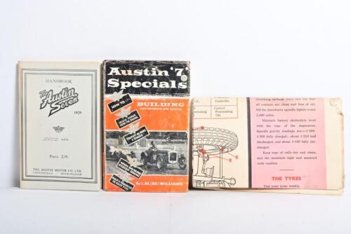 AUSTIN: Three Austin items. 'Austin '7' Specials, BUILDING, MAINTENANCE AND TUNING' hardcover book by L.M.(Bill) WILLIAMS