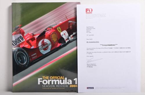 WEBBER: A hardcover edition of 'THE OFFICIAL Formula 1 SEASON REVIEW 2004'. Mark Webber signature