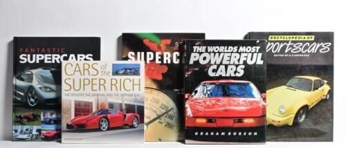 SPORTS CARS: A small collection of books detailing sports cars. 'FANTASTIC SUPERCARS - RACING CARS OF THE ROAD' hardcover book by Serge Bellu