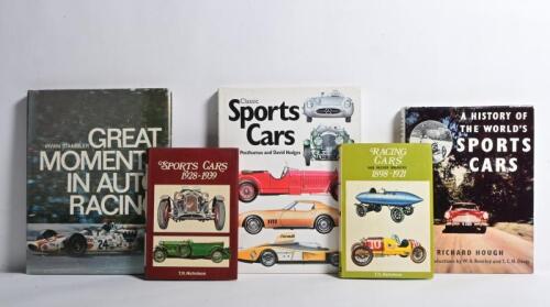 SPORTS & RACING: A collection of five hardcover books detailing sport and racing cars. 'RACING CARS 1898-1921' and 'SPORTS CARS 1928-1939' hardcover books by T.R. Nicholson