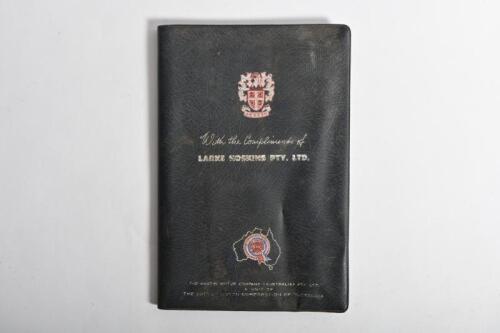 AUSTIN: A black vinyl AUSTIN MOTOR COMPANY (AUSTRALIA) PTY LTD pouch housing an original October 1957 'AUSTIN A95 & A105 MODELS, RUNNING AND MAINTENANCE INSTRUCTIONS' manual