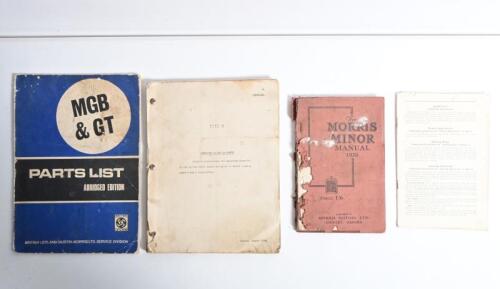 MANUALS/PARTS LIST: A small collection of American and English manuals and parts list. 1930 'The MORRIS MINOR' Manual