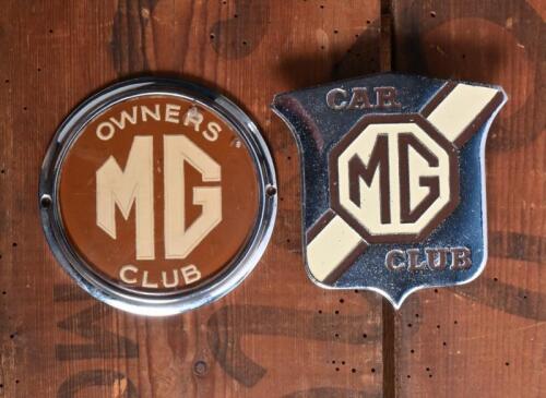 MG: Two MG Car Club badges. 'MG CAR CLUB' & 'MG OWNERS CLUB' badges
