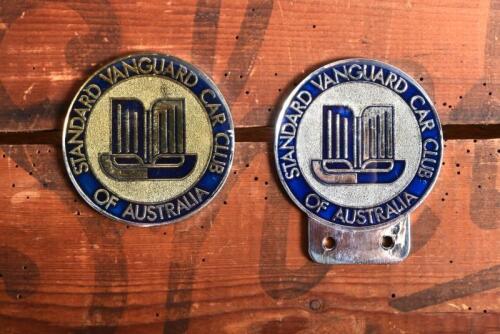 STANDARD VANGUARD: Two 'STANDARD VANGUARD CAR CLUB OF AUSTRALIA' car badges. Silver & gold badges