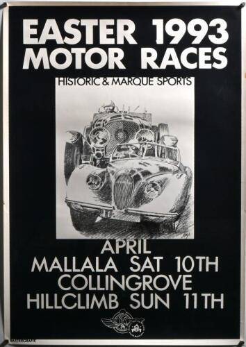 MALLALA: An 'EASTER 1993 MOTOR RACE - HISTORIC & MARQUE SPORTS' Mallala, Collingrove Hillclimb' promotional poster