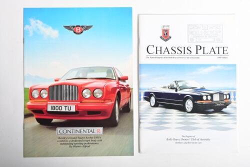 BENTLEY: Two Bentley items of literature. 1991 'CONTINENTAL R' larger format information brochure as prepared by Queste Magazine