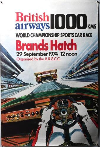 BRANDS HATCH: An original 'British airways 1000 KMS, WORLD CHAMPIONSHIP SPORTS CAR RACE, Brands Hatch, 1974' promotional poster