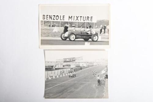 E.R.A: Two period original black and white images of the ex - Gerrard E.R.A of J.T.Stuart. Circa mid-1950's Brighton Speed Trial & Silverstone pictures