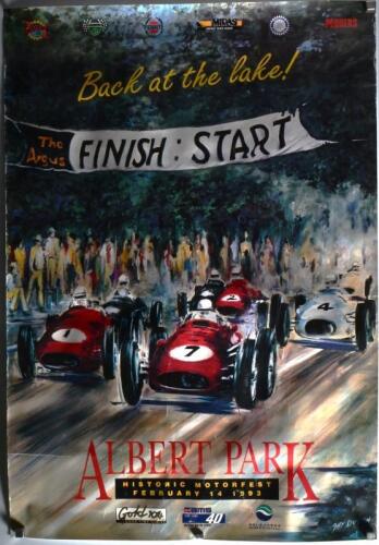 ALBERT PARK: An 'ALBERT PARK, HISTORIC MOTORFEST FEBRUARY 14 1993 - Back at the lake!' promotional poster