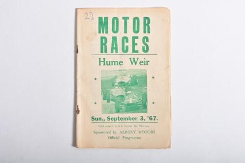 HUME WEIR: An original 'MOTOR RACES, Sun., September 3, '67' Official Programme