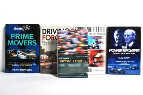 FORMULA 1: Five hardcover books detailing Formula 1. 'BEYOND THE PIT LANE' by Louise Goodman