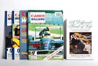 WILLIAMS F1: Five publications related to Williams F1. A Different Kind of Life' hardcover book by Virginia Williams & Official Canon Williams magazines