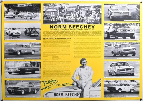 BEECHEY: A 'NORM BEECHEY - AUSTRALIAN TOURING CAR CHAMPION 1965 & 1970' print collage. Norm Beechey signature