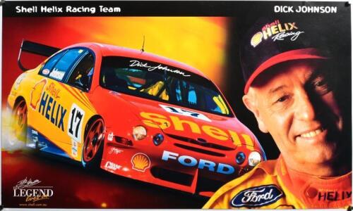 JOHNSON: A Shell Helix Racing Team promotional poster featuring the Shell HELIX AU Ford Falcon V8 Supercar of Dick Johnson
