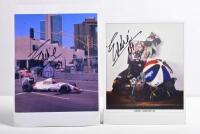 CHEEVER: Two pictures relating to Eddie Cheever JR. Promotional card & colour picture of Cheever racing a Arrows-Ford A11. Both items signed by Cheever