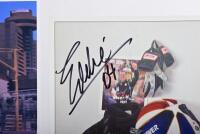 CHEEVER: Two pictures relating to Eddie Cheever JR. Promotional card & colour picture of Cheever racing a Arrows-Ford A11. Both items signed by Cheever - 3