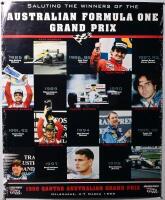 AUSTRALIAN GRAND PRIX: A large 1999 'QANTAS AUSTRALIAN GRAND PRIX, MELBOURNE, 4 - 7 MARCH' promotional poster depicting previous winners of the Australian Grand Prix. David Coulthard signature