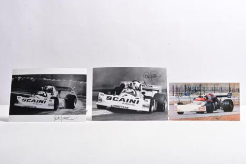 FLAMMINI: Three pictures signed by Maurizio Flammini of Flammini racing a March 762 BMW/Rosche from the Formula 2 Championship. Maurizio Flammini signatures