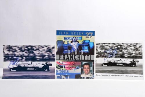 FRANCHITTI: Three items relating to Dario Franchitti. 'TEAM GREEN - 27, DARIO FRANCHITTI' driver profile card signed by Dario Franchitti