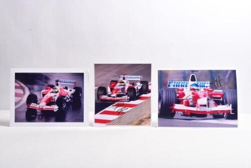 DA MATTA: Three colour pictures of Cristiano Da Matta driving the Toyota TF103. Cristiano Da Matta signatures