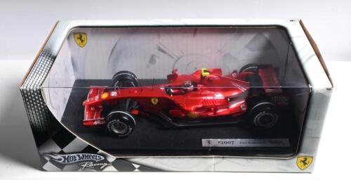FERRARI: A 1:18 scale Hotwheels Racing Ferrari F2007 Formula 1 model as raced by Kimi Raikkonen. 'Rosso Corsa'. Display box sealed