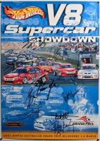 V8 SUPERCARS: A 2001 QANTAS AUSTRALIAN GRAND PRIX - 'Hotwheels V8 Supercar SHOWDOWN' - promotional poster. Neil Crompton, Rick Kelly, Craig Lowndes, Mark Skaife, Greg Murphy signatures