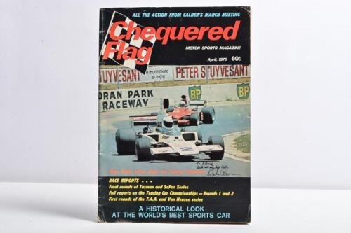 BROWN: An April, 1975 issue of 'Chequered Flag' magazine. Warwick Brown signature to front cover
