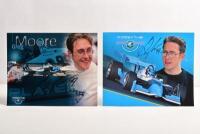 MOORE: Two 'FORSYTHE RACING TEAM' Greg Moore driver profile cards. Greg Moore signatures