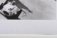 MOSS: Two black and white pictures relating to Stirling Moss. Daimler-Benz-Archiv Photo featuring the Mercedes-Benz racing team of J.Fitsch, J.D. Titterington, P.Collins, St. Moss, J.M. Fangio, Karl Kling, picture signed by Stirling Moss and Karl Kling. S - 2