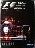 AUSTRALIAN GRAND PRIX: A large 'FOSTER'S AUSTRALIAN GRAND PRIX, MELBOURNE, 4-7 March, 2004', promotional poster. David Coulthard signature