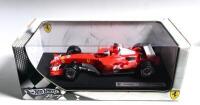 FERRARI: A 1:18 scale Hotwheels Racing Ferrari F2005 Formula 1 model as raced by Rubens Barrichello. Display box sealed