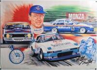 MOFFAT: A Limited Edition colour illustration poster commemorating eighteen years of association between Rothmans of Pall Mall and Allan Moffat by G.McNeill from 1995. Depicts various racing cars of Allan Moffat. Poster signed by Allan Moffat