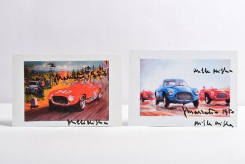 MARZOTTO: Two colour images of Giannino Marzotto from the 1950 and 1953 Mille Miglia's. Marzotto signatures