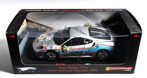 FERRARI: A Limited Edition 1:18 scale Hotwheels ELITE Team Shelton #411 North American Champion 2006 Ferrari F430 (L7115). One of 7,500
