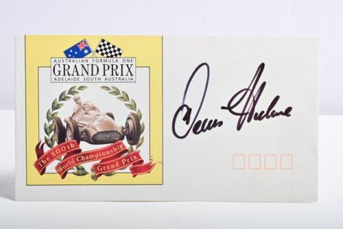 HULME: An 'AUSTRALIAN FORMULA ONE GRAND PRIX, ADELAIDE SOUTH AUSTRALIA - THE 500th World Championship Grand Prix' envelope signed by Denny Hulme