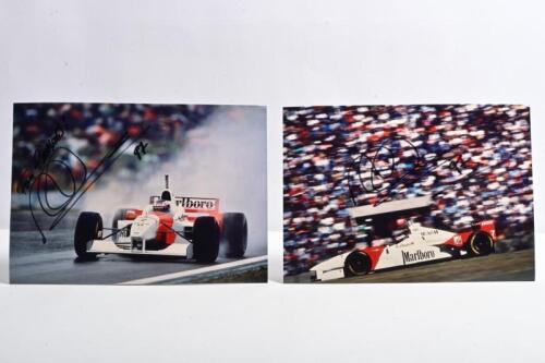 HAKKINEN: Two colour pictures of Mika Hakkinen racing the McLaren MP4/11 during the 1996 Formula 1 season. Mika Hakkinen signatures