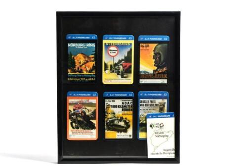 GERMAN HISTORIC RACES: A framed collection of six D.I.T PHONE CARDS with various promotional poster images of German historic races