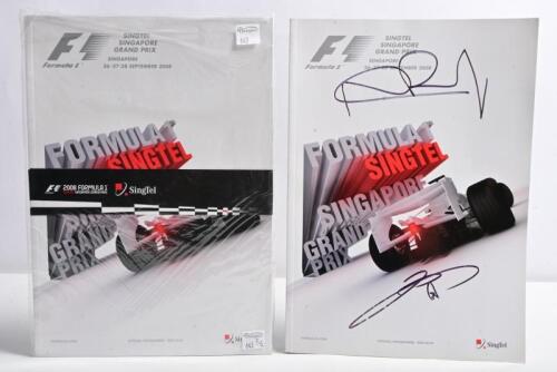 SINGAPORE GRAND PRIX: A 2008 'SINGTEL SINGAPORE GRAND PRIX, Singapore, 26 - 28 September Official Programme. Front cover signed by Nico Rosberg and Kazuki Nakajima