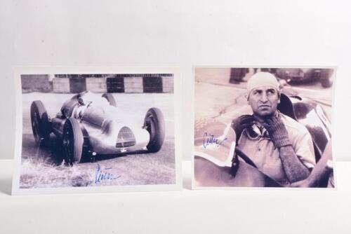 PIETSCH: Two black and white pictures related to Paul Pietsch. Auto Union Type D picture signed by Pietsch