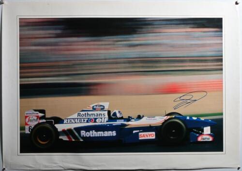 COULTHARD: A colour picture of David Coulthard driving a Williams-Rothmans, Renault. Picture signed by David Coulthard