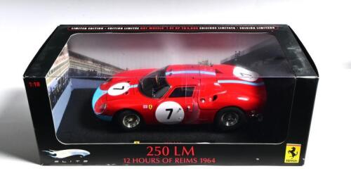 FERRARI: A Limited Edition 1:18 scale Hotwheels ELITE 250 LM 12 HOURS OF REIMS 1964 (T6261). One of 5,000. Display box sealed