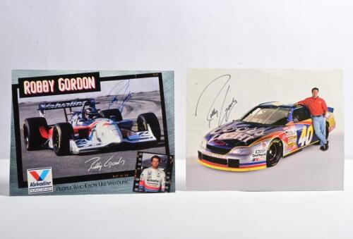 ROBBY GORDON: Two Robby Gordon related items. 'ROBBY GORDON VALVOLINE RACING' profile card signed by Robby Gordon